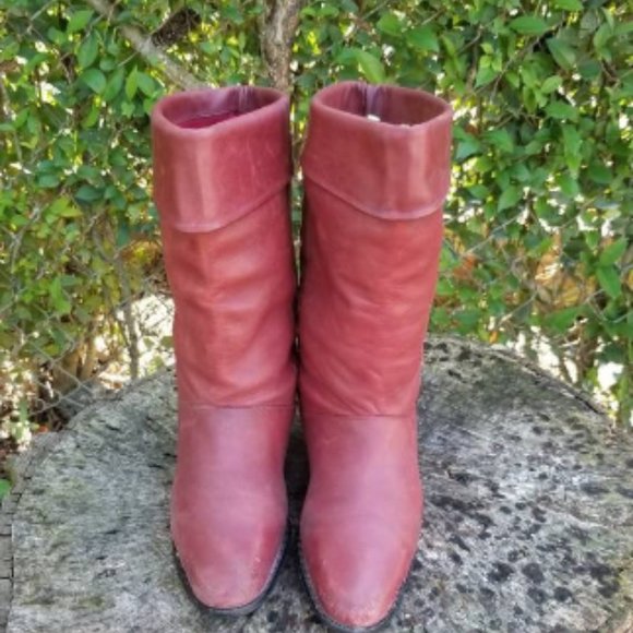 Vintage Markon Slouch Boots Fold Black Leather 8 M - Picture 2 of 7